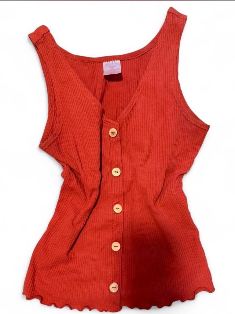 No Boundaries Rust Ribbed Button-Front Tank
